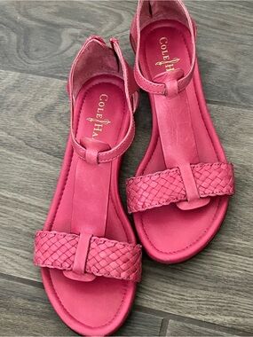 Cole Haan Hot Pink Braided-Strap Flat Sandals